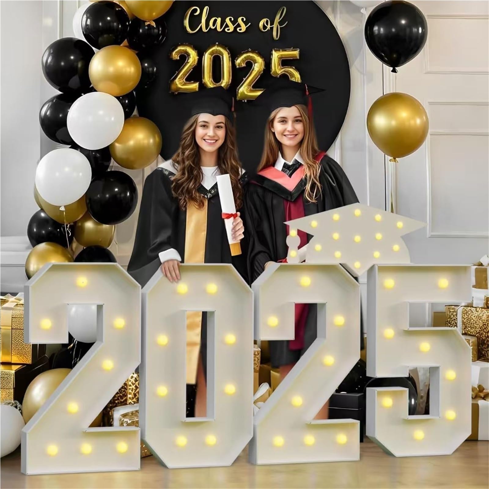 Dekoracje Na Przyjęcie Urodzinowe Duże Podświetlane Numery LED Zasilane Bateriami Na 30. I 40. Urodziny(70,70cm)