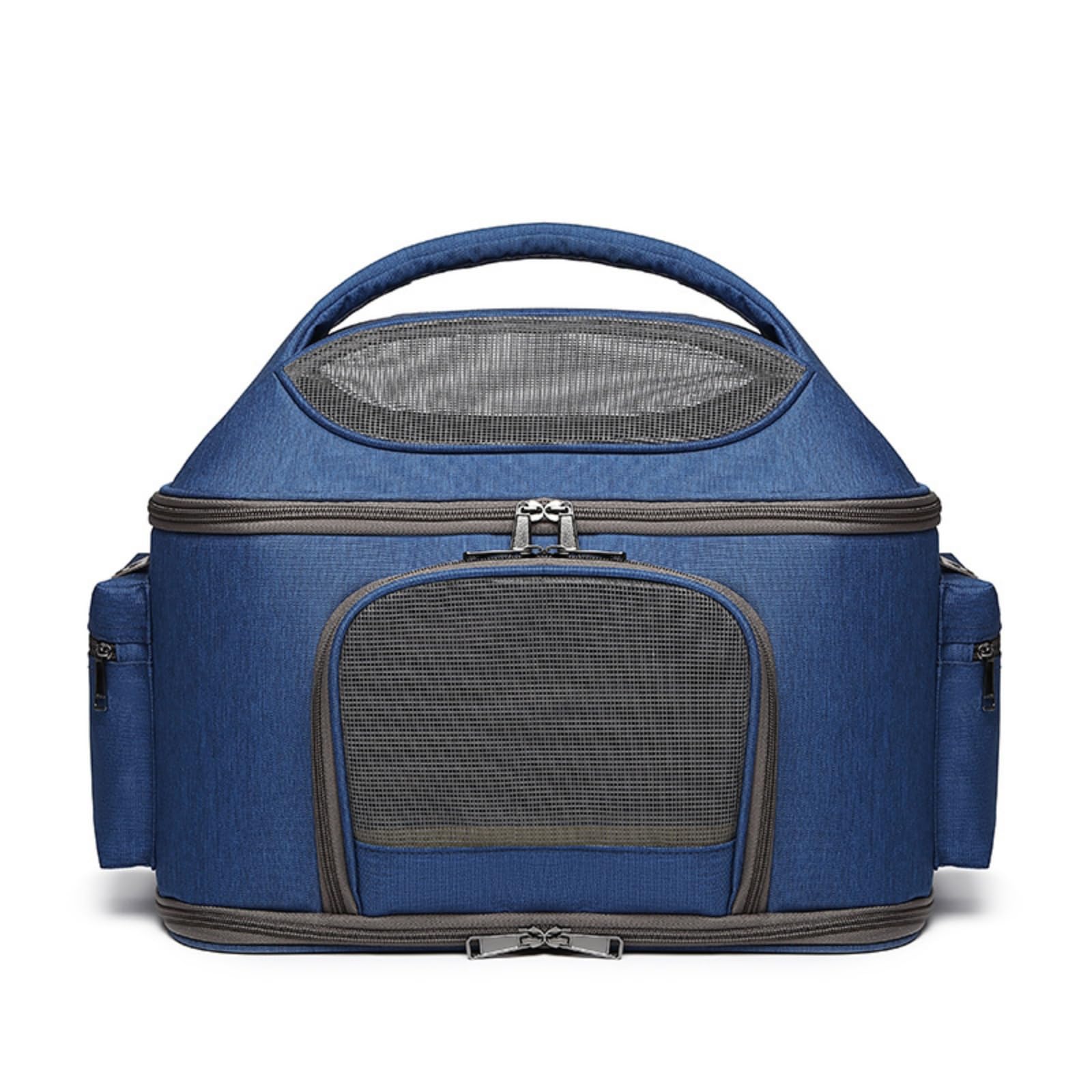 Transportín con Correa Hombro Suave Transportín con Paneles Malla Transpirable Bolsa Transporte Correa Hombro para Paseos, Azul