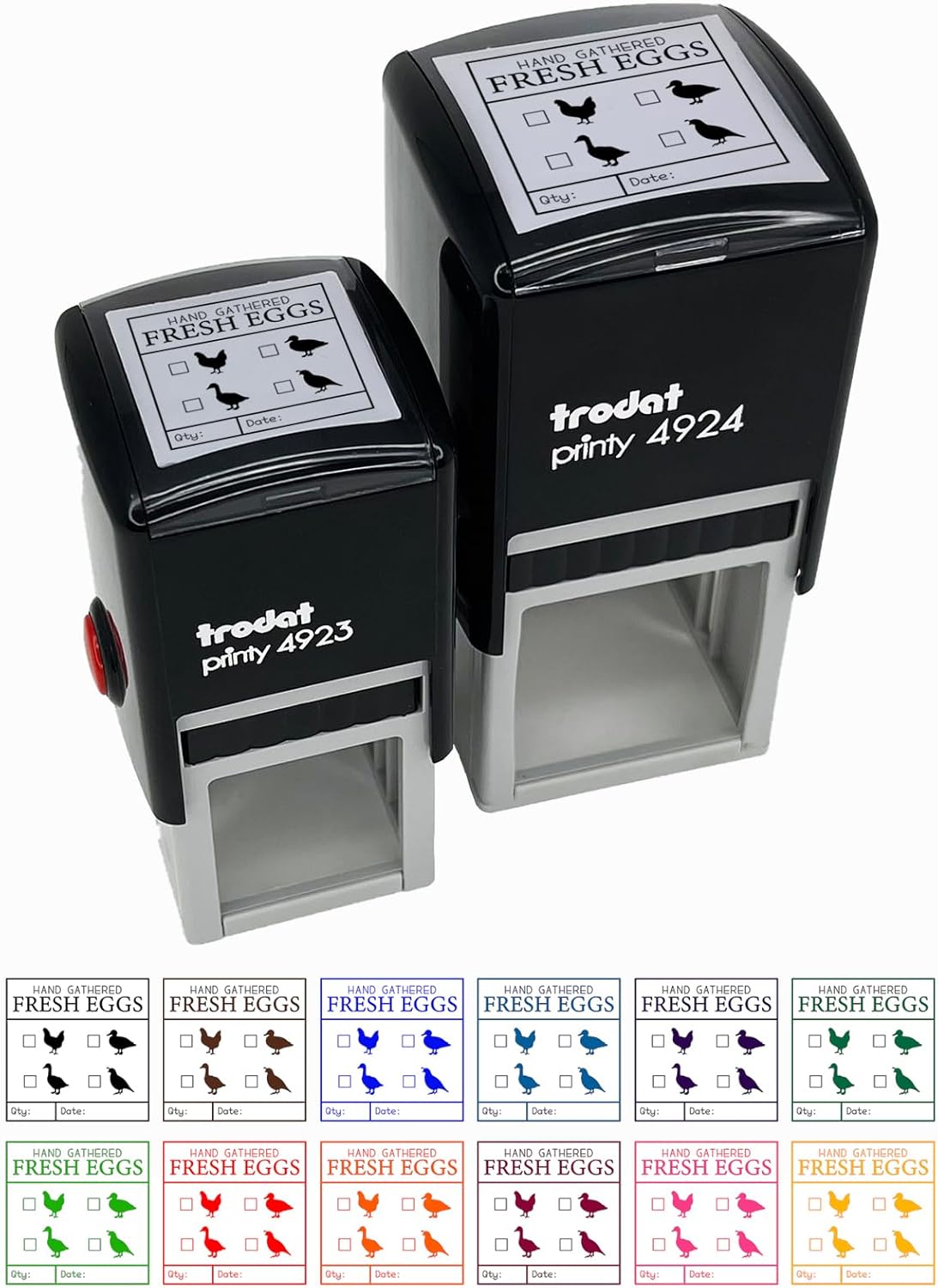 Fresh Eggs Check the Box Label Chicken Duck Goose Quail Self-Inking Rubber Stamp Ink Stamper - 1-1/2 Inch Large - Red Ink