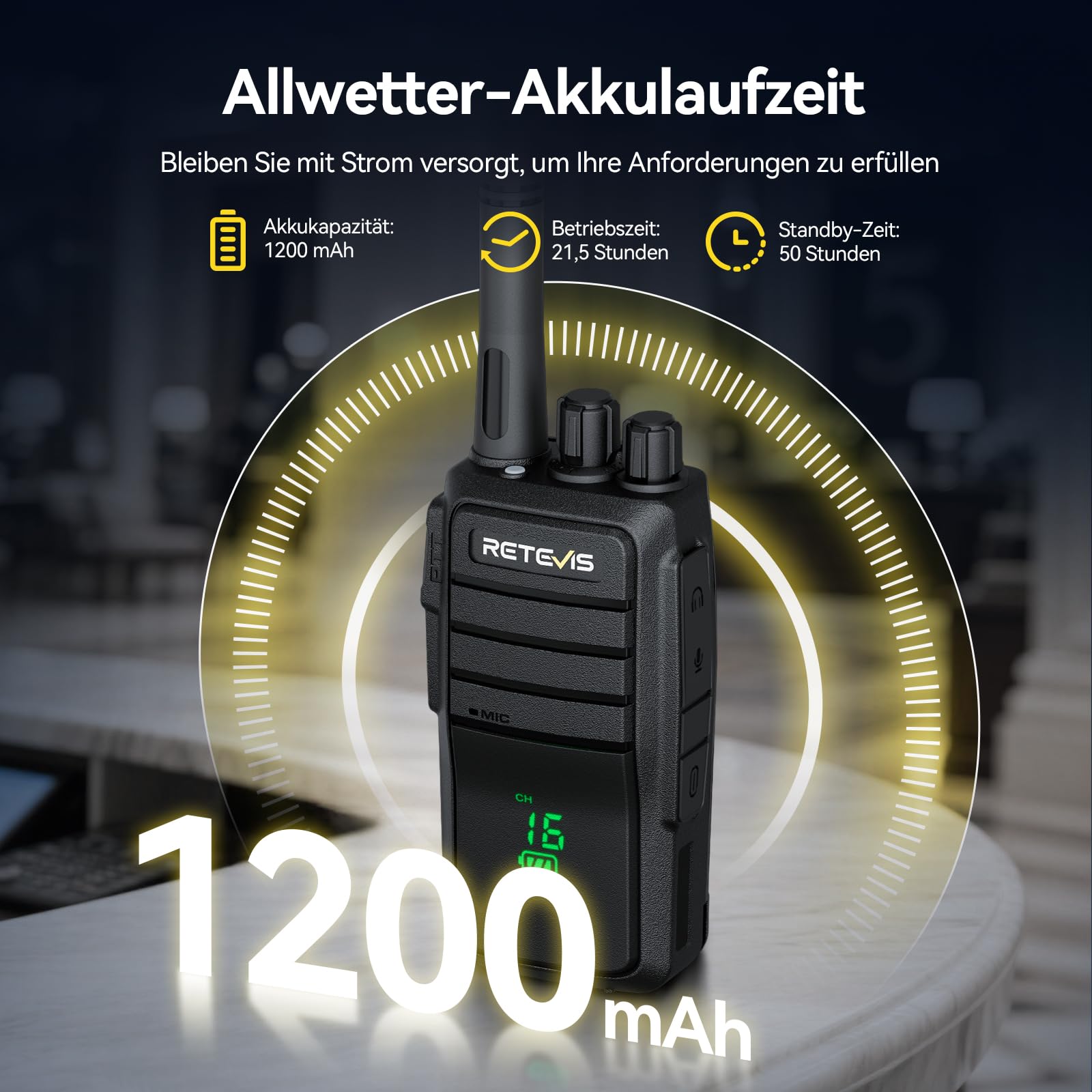 Retevis RT21H Talkie Walkies, Radio Bidirectionnelle à Écran Caché, Indice d'Étanchéité IP54, Chargeur Robuste Type-C à 6 Emplacements,Talkies-Walkie Rechargeables pour Écoles, Hôtel（6 pièces, Noir