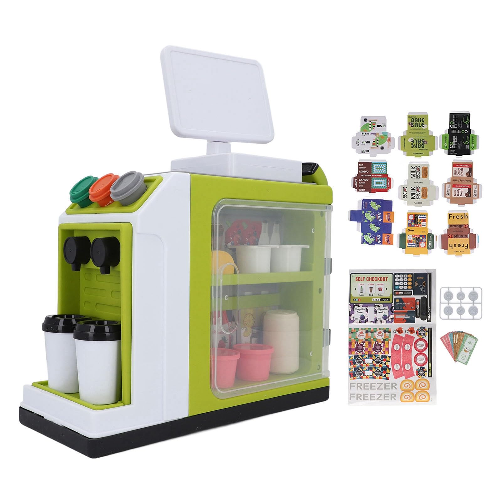 Registratore di Cassa Giocattolo Supermercato Simulato Set da Gioco Multifunzionale per Bambini Gioco Educativo Plastica ABS 64 Accessori