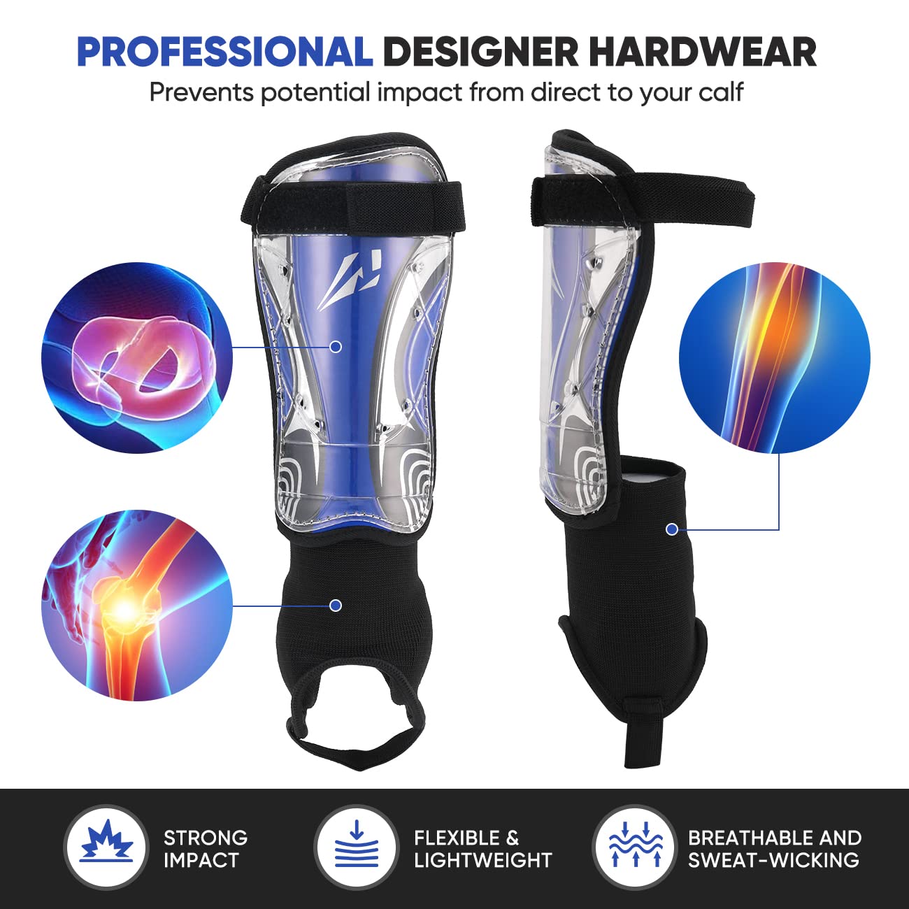 Espinilleras de fútbol con protección flexible de bajo perfil, ideal para jóvenes, jóvenes y jóvenes