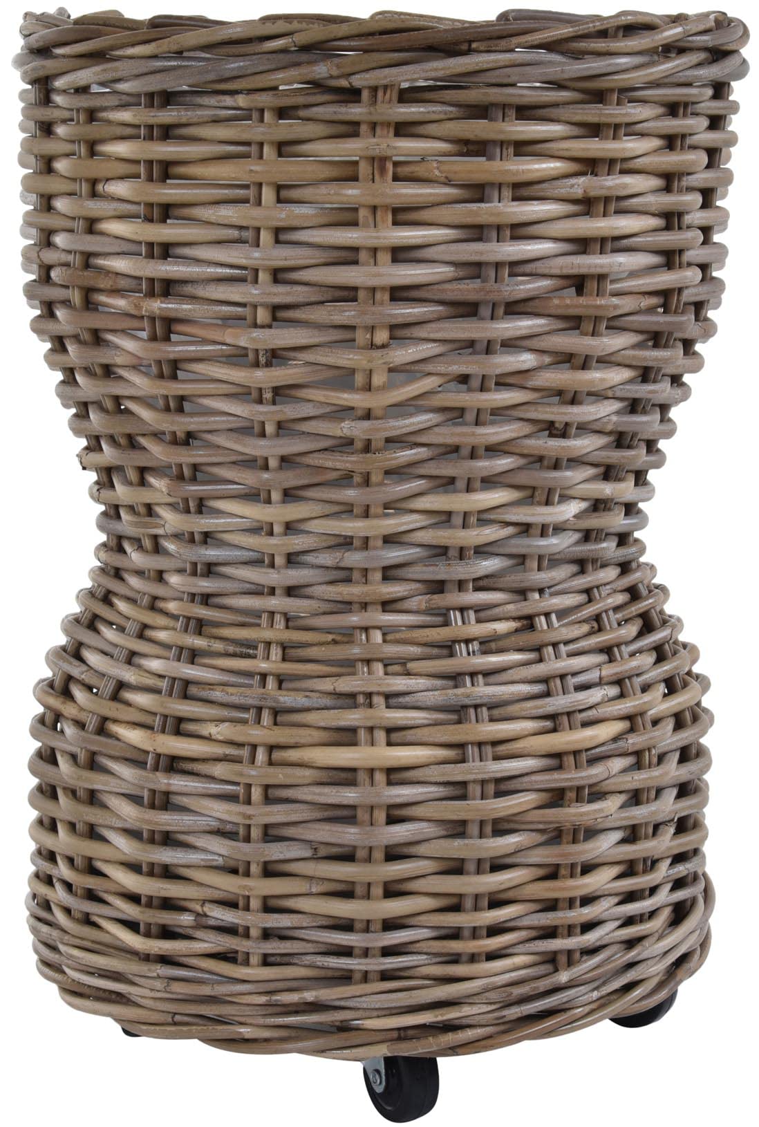 Panier en rotin XXL gris naturel avec roulettes pour grandes plantes d'intérieur et extérieur
