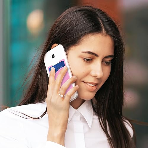 Miniatura 6 de Paquete de 5 carteras para teléfono, tarjetero de silicona para la parte posterior del teléfono, fundas para tarjetas de crédito, bolsillo para