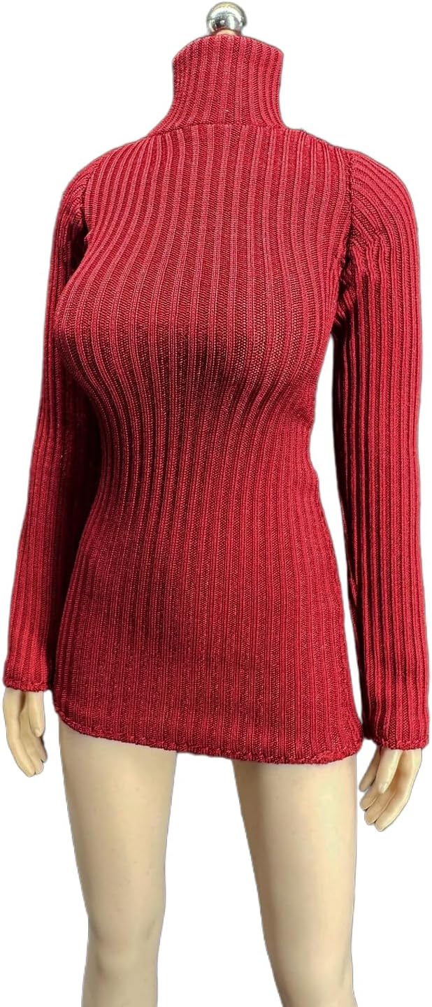 1/6 Scale Female Figure Clothes,Female Stretch Tight Sweater Thick Striped Bottoming Shirt Costume for 12inch PH TBL JO Action Figure Body (White)