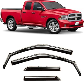 Voron Glass in-Channel Extra Durable Rain Guards for Trucks Dodge Ram 1500 2009-2018 Quad Cab, Window Deflectors, Vent Window Visors, 4 Pieces - 200399