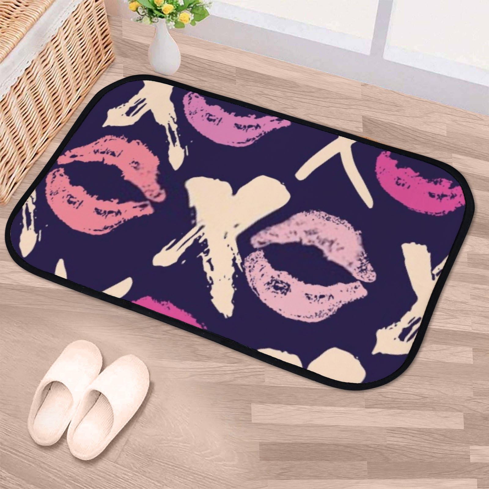 Nuansexi Bathroom Rugs Brush Lettering Grunge Floor Mats Non Slip Bathmat Doormat Tub Mat Coral Velvet Absorbent Entrance Carpet Mats Machine Washable Bedroom Decor