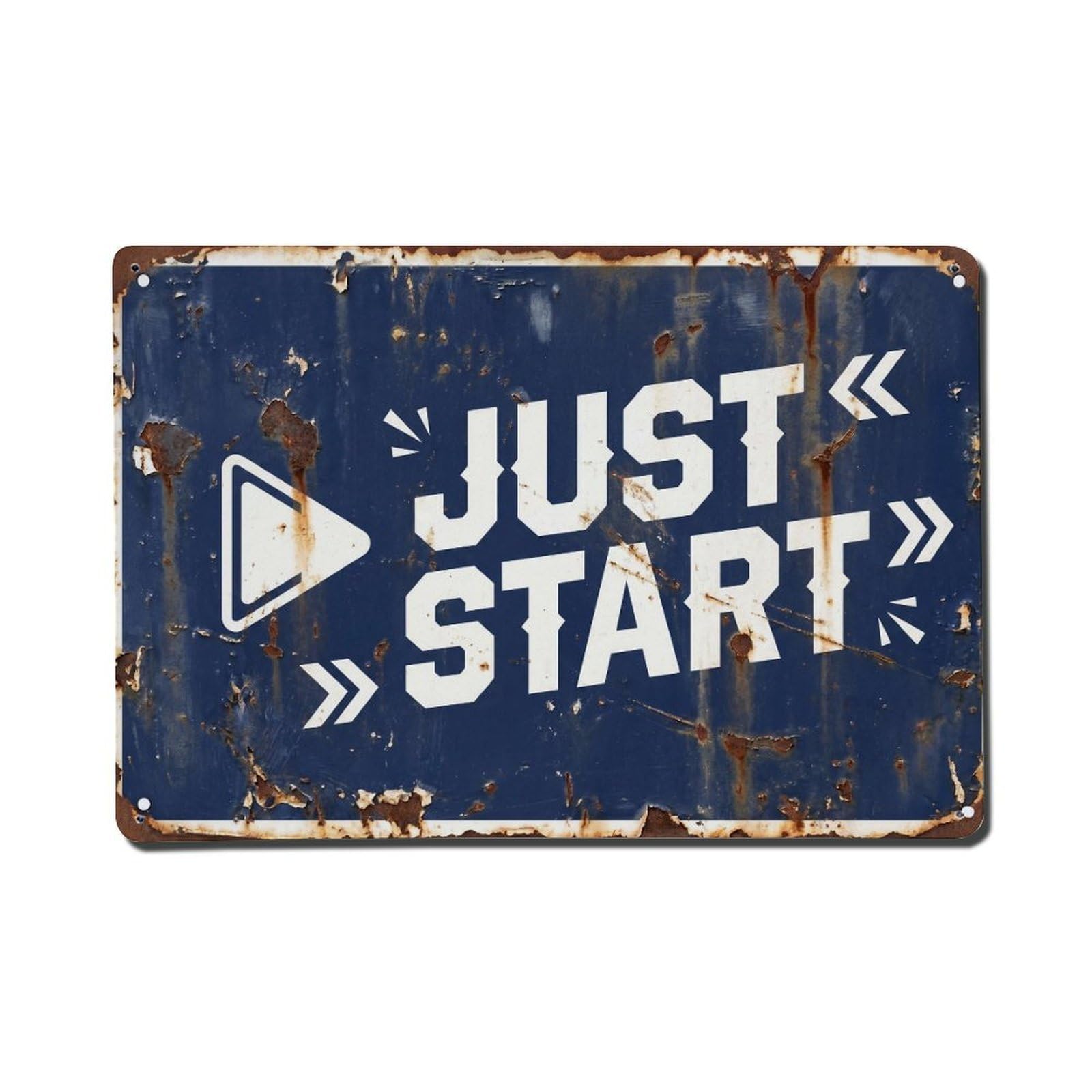 Cmhok Vintage Style Just Start Entrepreneur Retro Motivational Slogans Metal Tin Sign Wall Decor For Cafe, Club, Garden Metal Poster 8X12inch