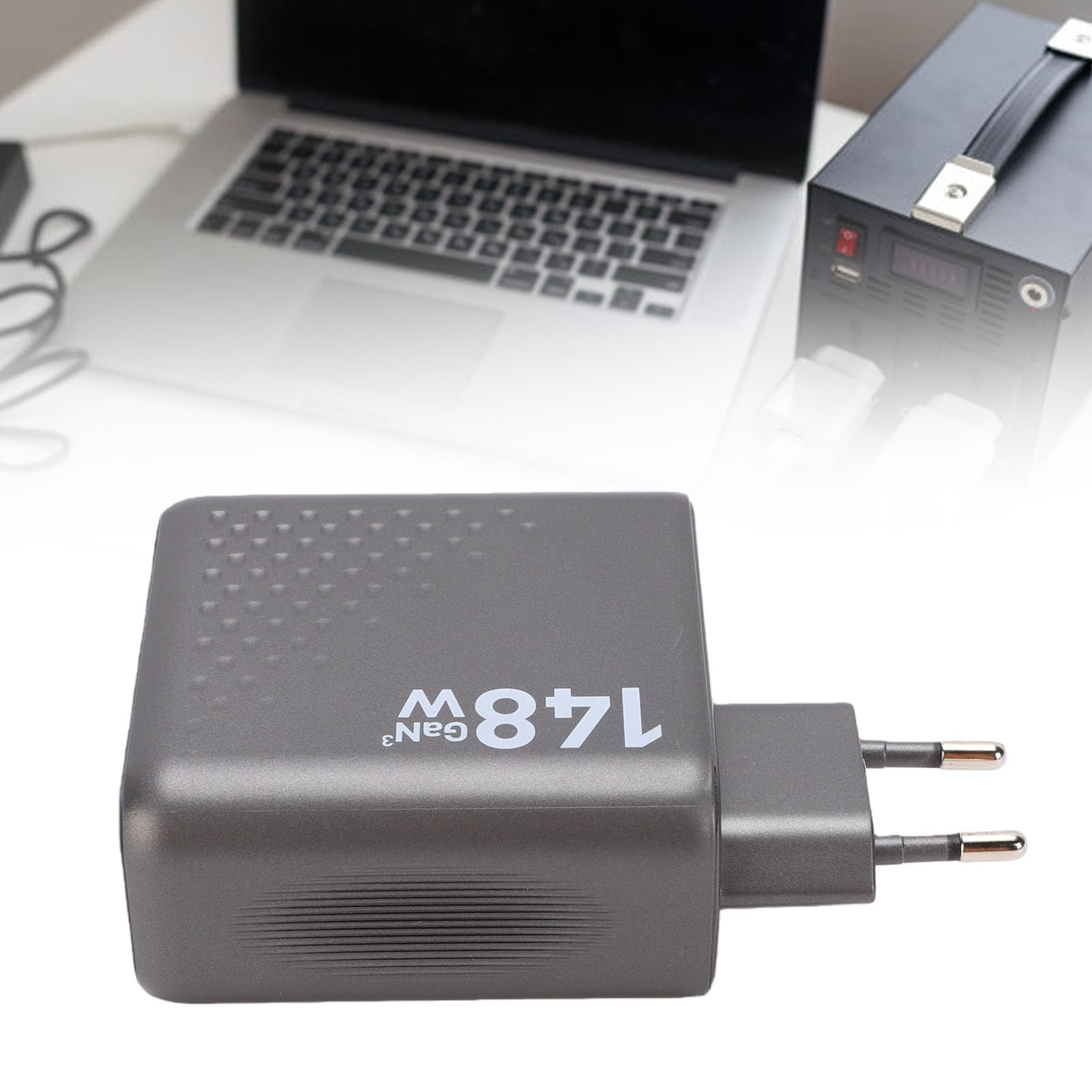 VBESTLIFE Bloque de Cargador USB C de 148W, Adaptador de Pared Rápido GAN de 4 Puertos con Control Táctil de Pantalla Inteligente AI, para Auriculares de Teléfono, Tableta y Portátil (Enchufe de la