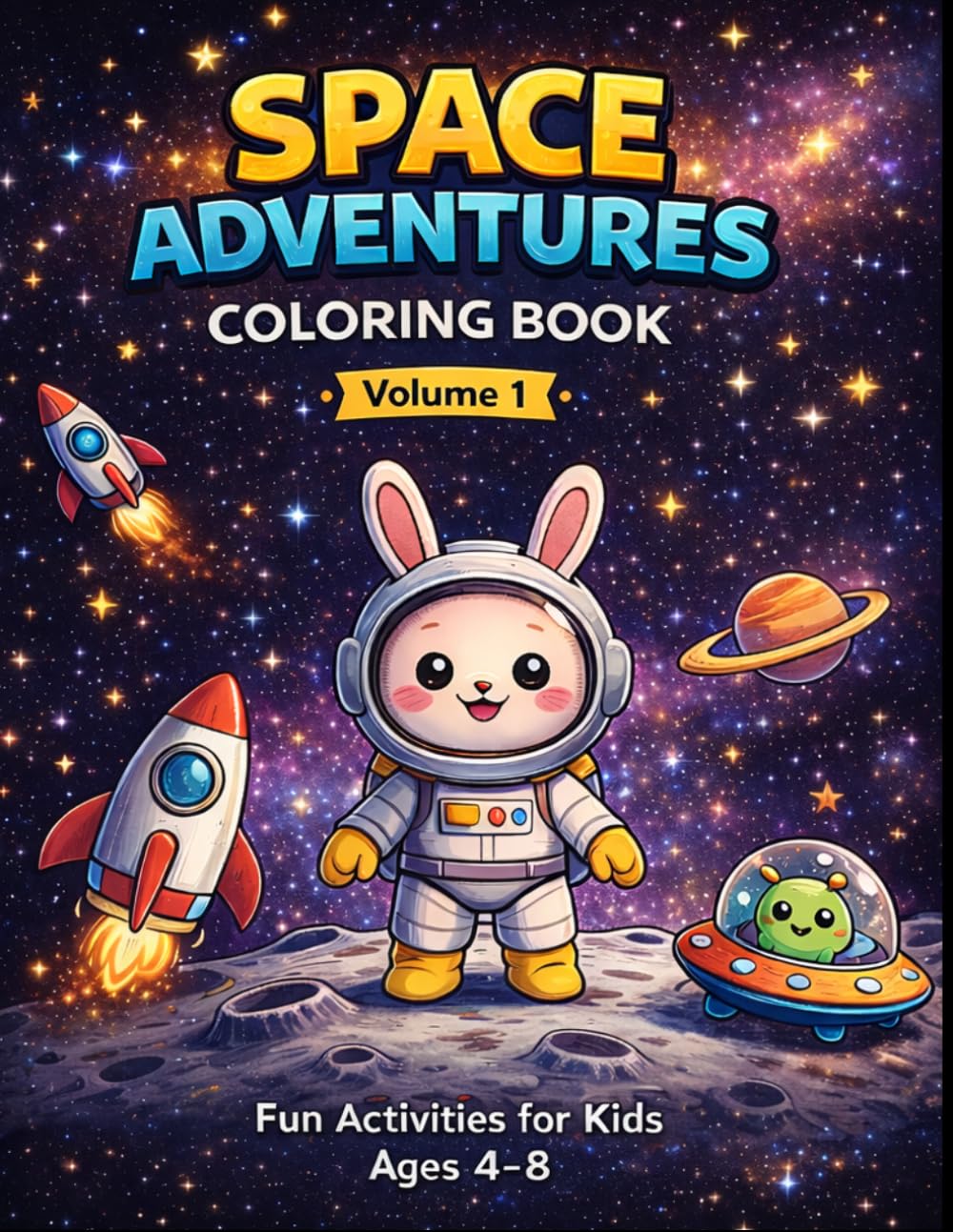 Space Adventures Coloring Book: Coloring Pages + Fun Activities for Kids Ages 4–8