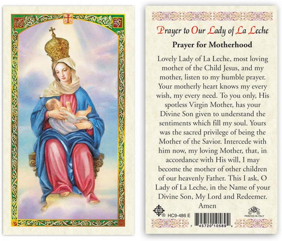 Prayer for Motherhood to Our Lady of La Leche Laminated Prayer Cards - Pack of 25- English