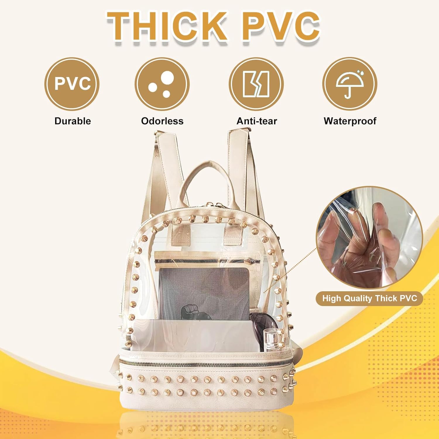 COROMAY Clear Purse for Women, Crossbody Bag Stadium Approved, Fashion Rivet Décor - Image 5