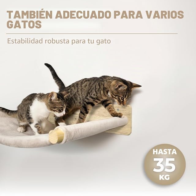 Foto 3 de 8 de WOOWOOD® Pared de escalada para gatos - 2X Escaleras de pared para gatos [Madera maciza] - Rascador para pared