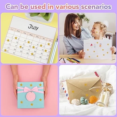 Miniatura 5 de 1200 calcomanías de estrellas doradas, calcomanías holográficas para maestros para recompensas infantiles, pequeñas estrellas brillantes con