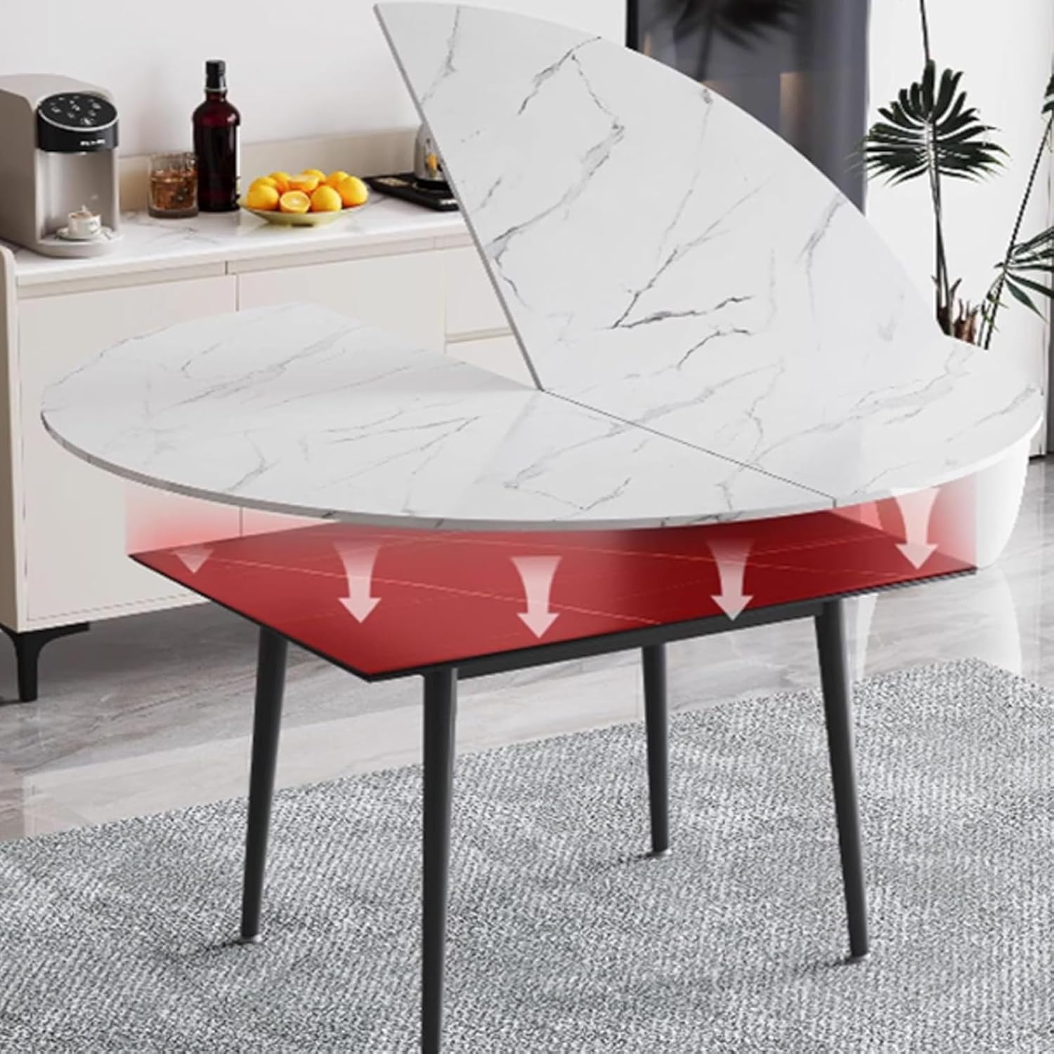 Large Round Foldable Table Top, 4-Fold Foldable Table Top Extender, Wood Replace Tables Tops for Party Dining Game No Legs(120cm/47.2in)