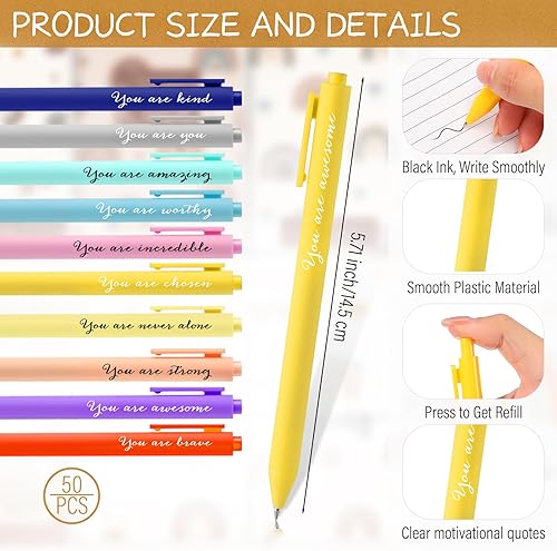 Miniatura 9 de Ctosree 60 piezas de regalos de regreso a la escuela, 30 mini bloc de notas motivacionales, cuadernos de bolsillo con 30 bolígrafos inspiradores