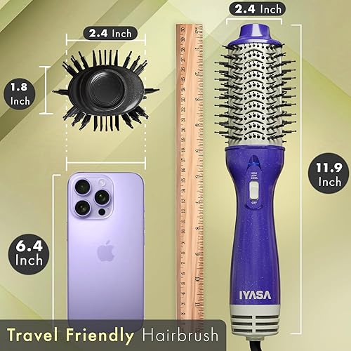 Miniatura 7 de Cepillo de aire caliente iónico de barril grande de 3 pulgadas, cepillo voluminizador de un solo paso de 2.953 in para cabello grueso y largo,