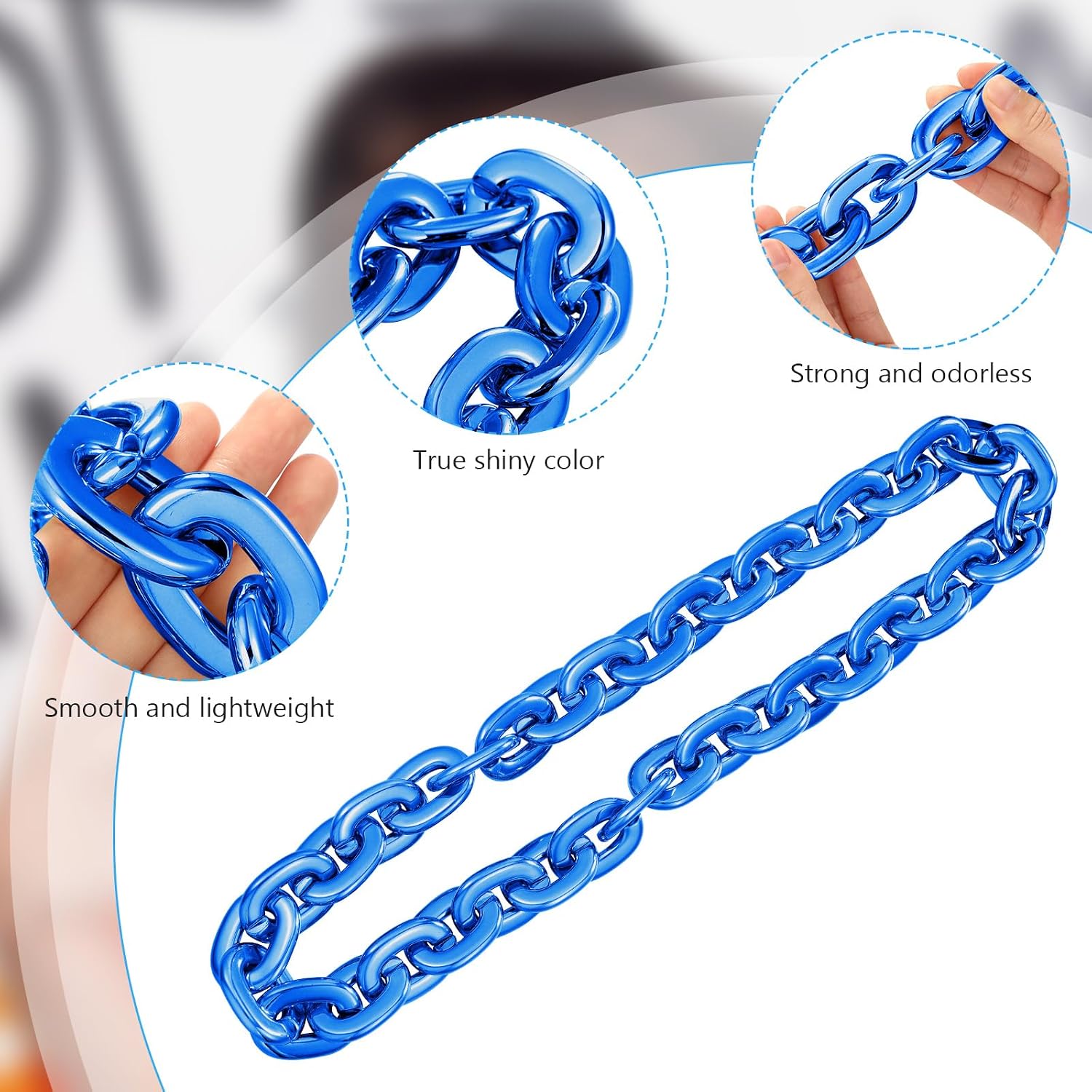 Jumbo Plastic Chain Necklace Hip Hop Rapper Gold Chain for Party Costume Accessory, 31.5Inch/35.4Inch/39.4Inch