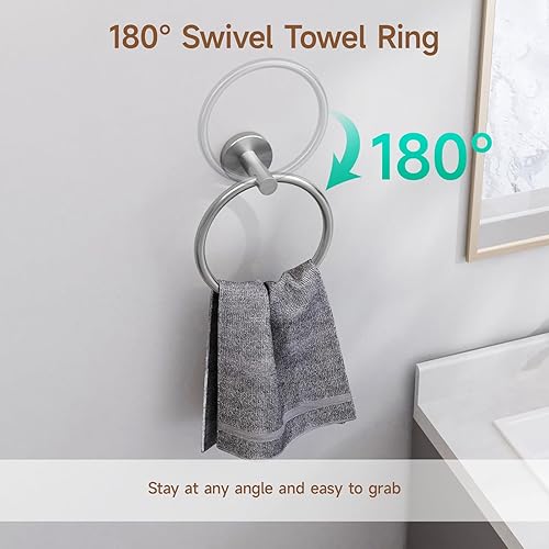Miniatura 4 de USHOWER Juego de accesorios de baño de níquel cepillado, moderno juego de toallas de 18 pulgadas montado en la pared, juego de accesorios de baño de