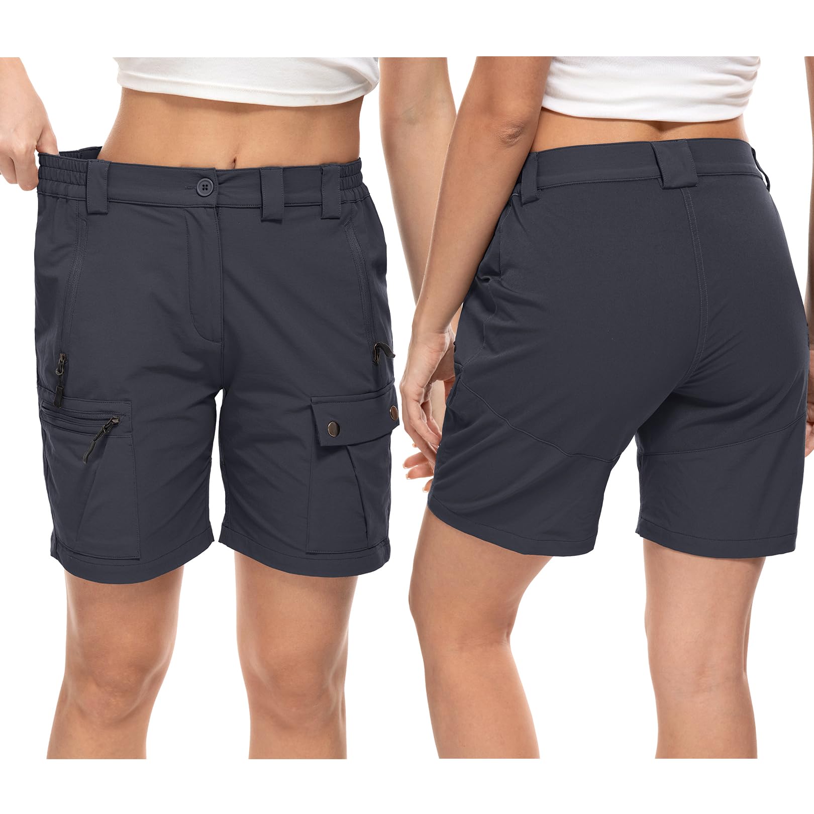 Short de Randonnée Cargo pour Femme Shorts de Randonnée Femme Short d'extérieur Confortable, Léger et à Séchage Rapide, pour Les Voyages et la Randonnée avec 4 Poches