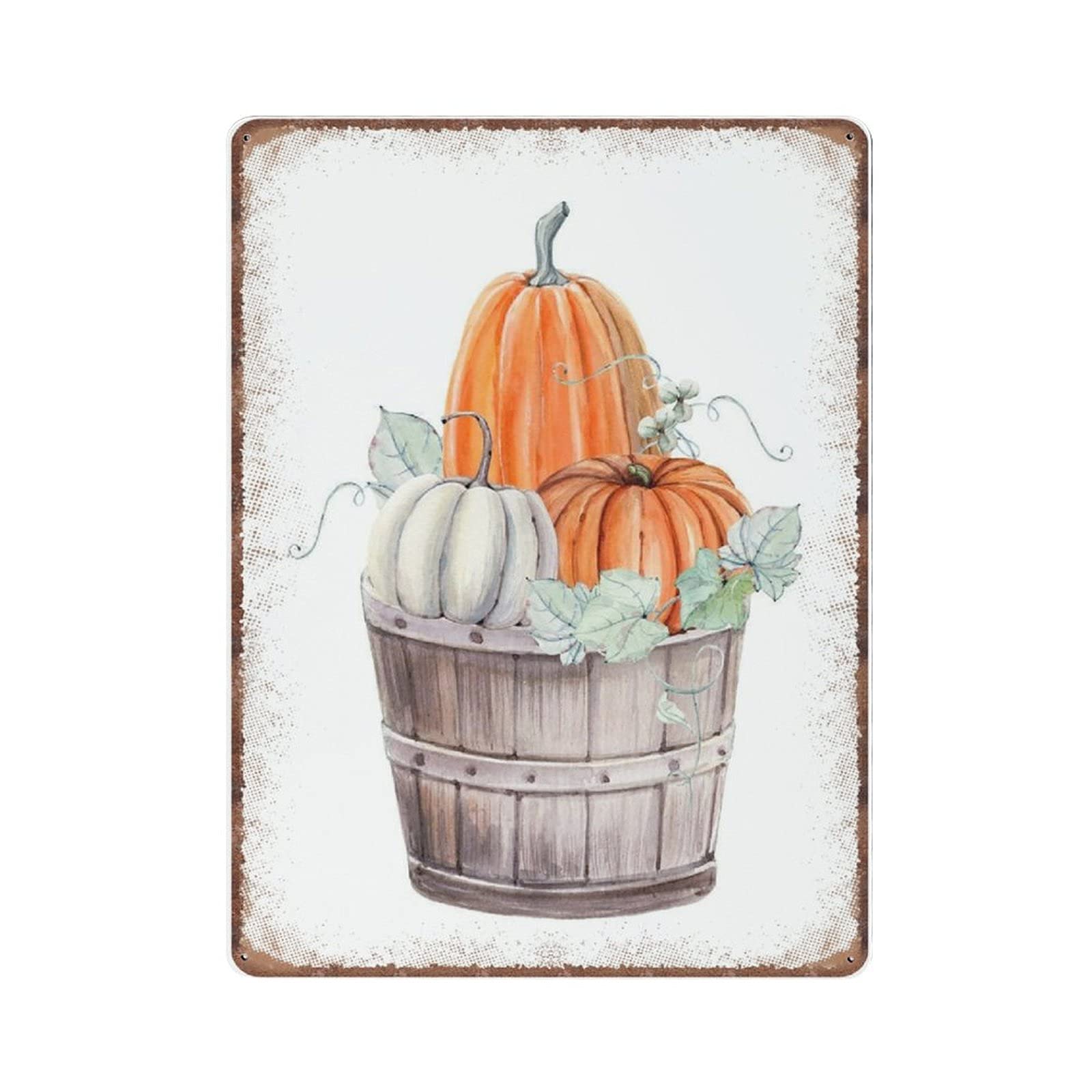 rayprint Fall Decor Fall Autumn Tin Signs Pumpkin Decor Thanksgiving Decor Retro Funny Metal Sign Vintage Poster Wall Art for Kitchen Garden Farmhouse Home Coffee Decor Tin Sign, 30x40 cm