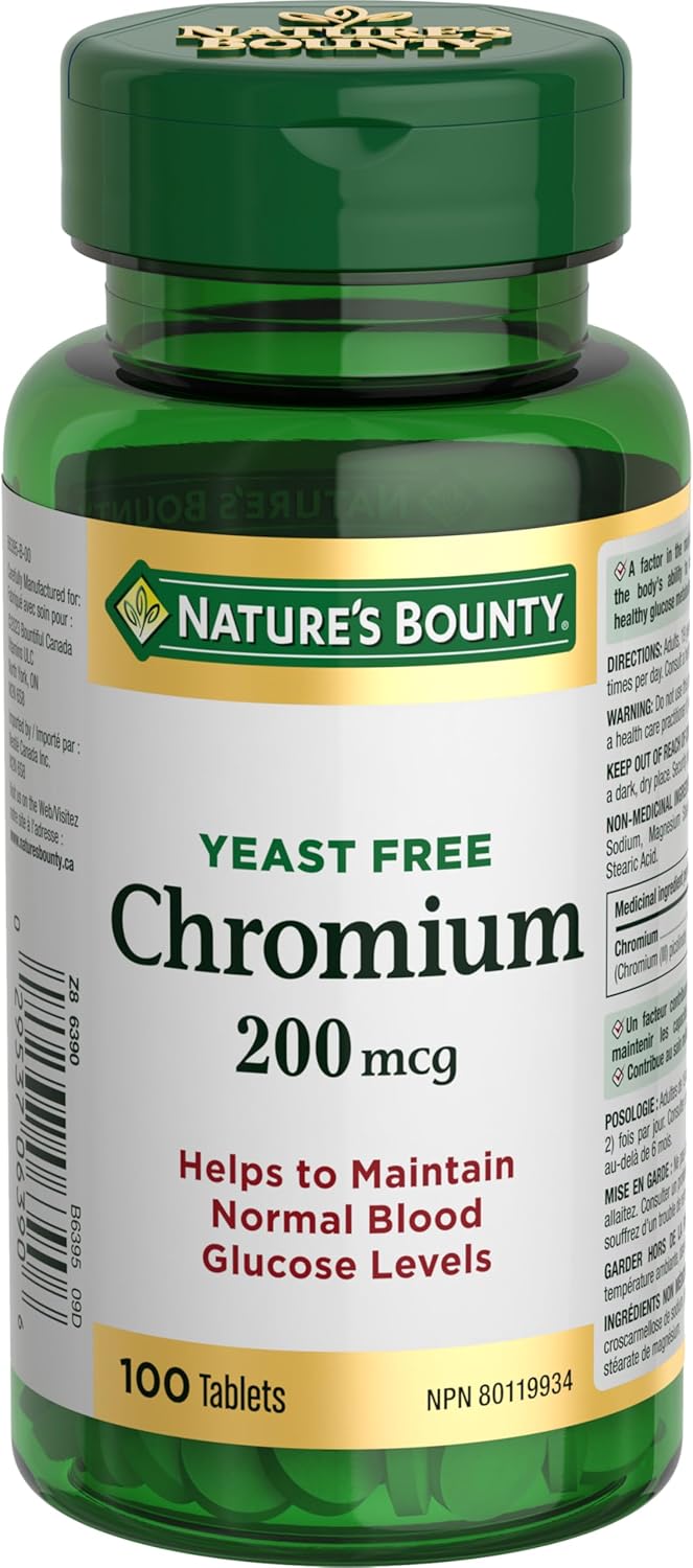 NATURE'S BOUNTY Chromium, Yeast Free, 200 mg, Helps Maintain Normal Blood Glucose Levels, 27 g - Amazon product rated Grade C