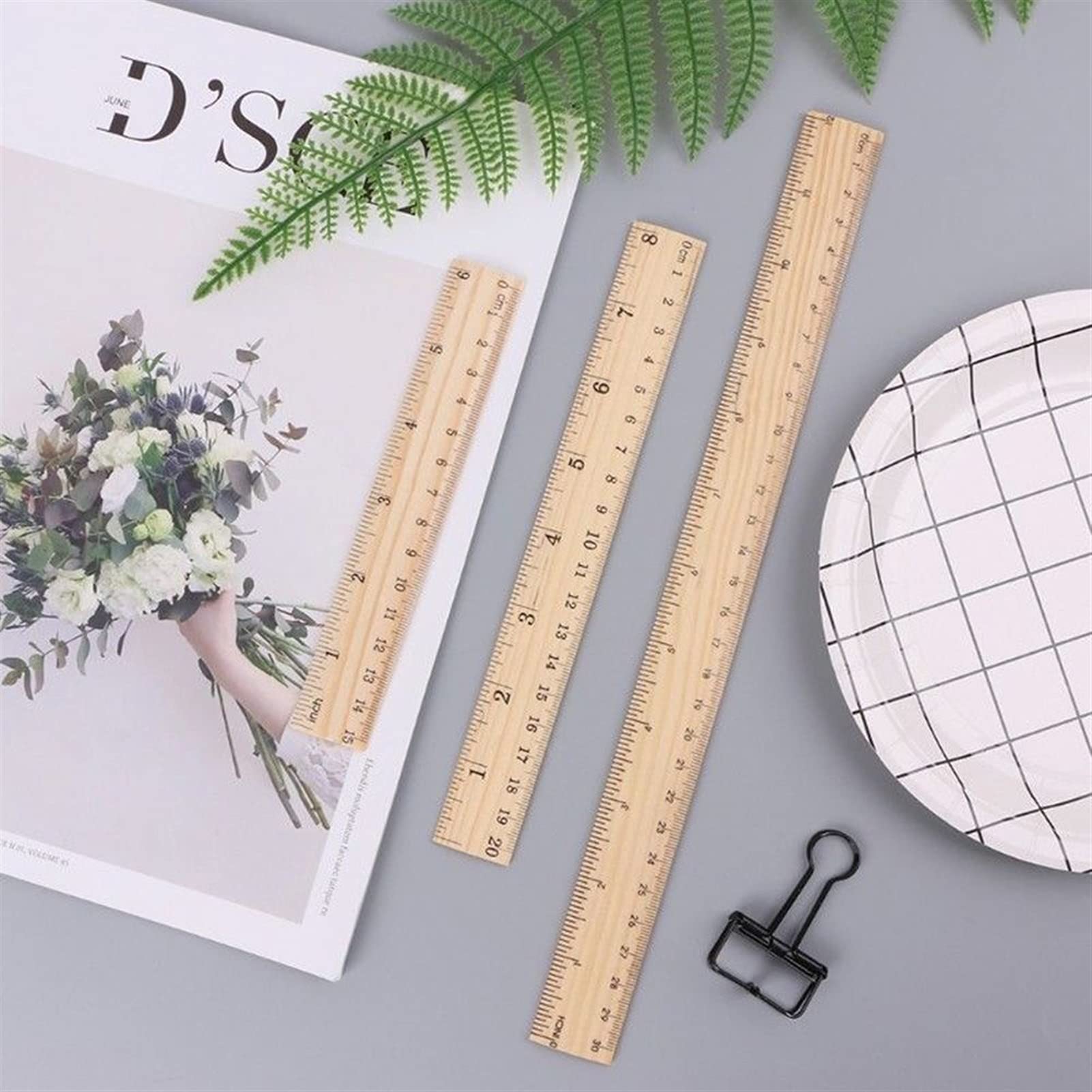 caihuashopping 20 Pezzi Righello in Legno Metrico Regola di misurazione Doppio Strumento di misurazione per Ufficio Cancelleria di cancelleria di cartoleria (Color : 20CM)