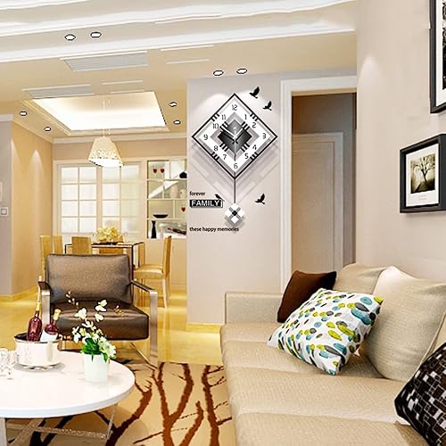 Miniatura 2 de Relojes de pared grandes para decoración de sala de estar, reloj de pared con péndulo, funciona con pilas, sin tictac, para dormitorio, cocina