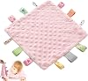 Baby Comforter Blanket with Tags, Tag Blanket, Tag Blankets for Babies, for Birthday Baby ShowerPink 24 5 24.5cm
