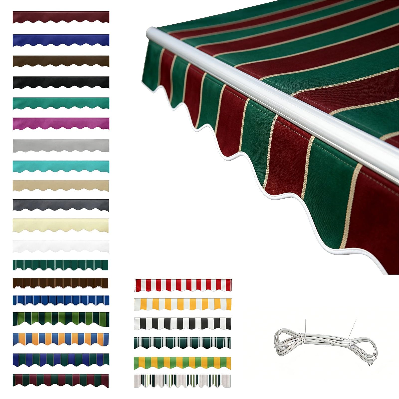 Générique Toile de Lambrequin H 25cm pour Store Banne, Remplacement en Polyester Déperlant 320g/㎡ avec Jonc, Protection Solaire pour Jardin Terrasse Camping-Car(Yellow Green,B700cmxH25cm)