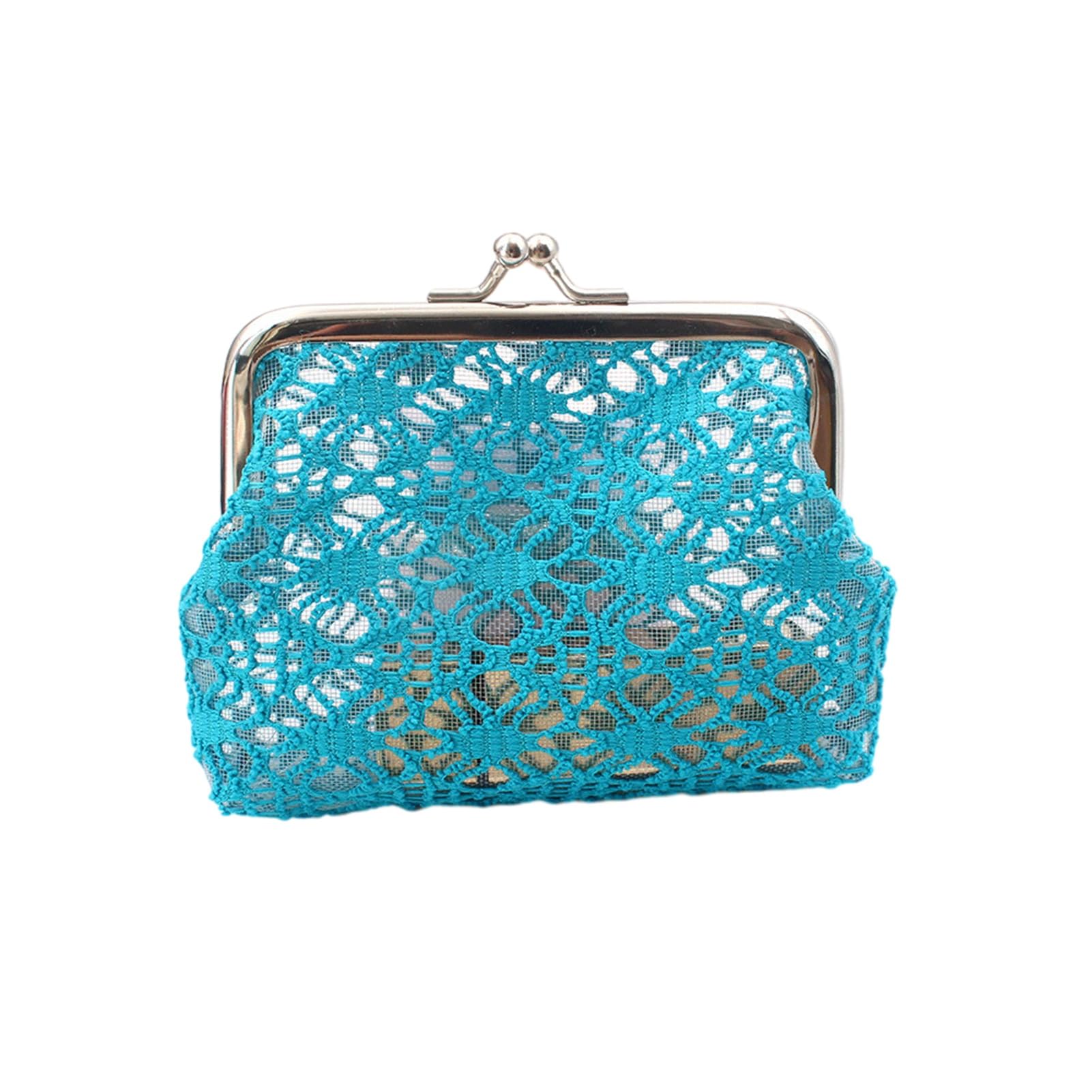 matumou Women Lace Coin Purse, Mesh Small Change Purse, Kiss Lock Closure Pouch for Cash Lipstick
