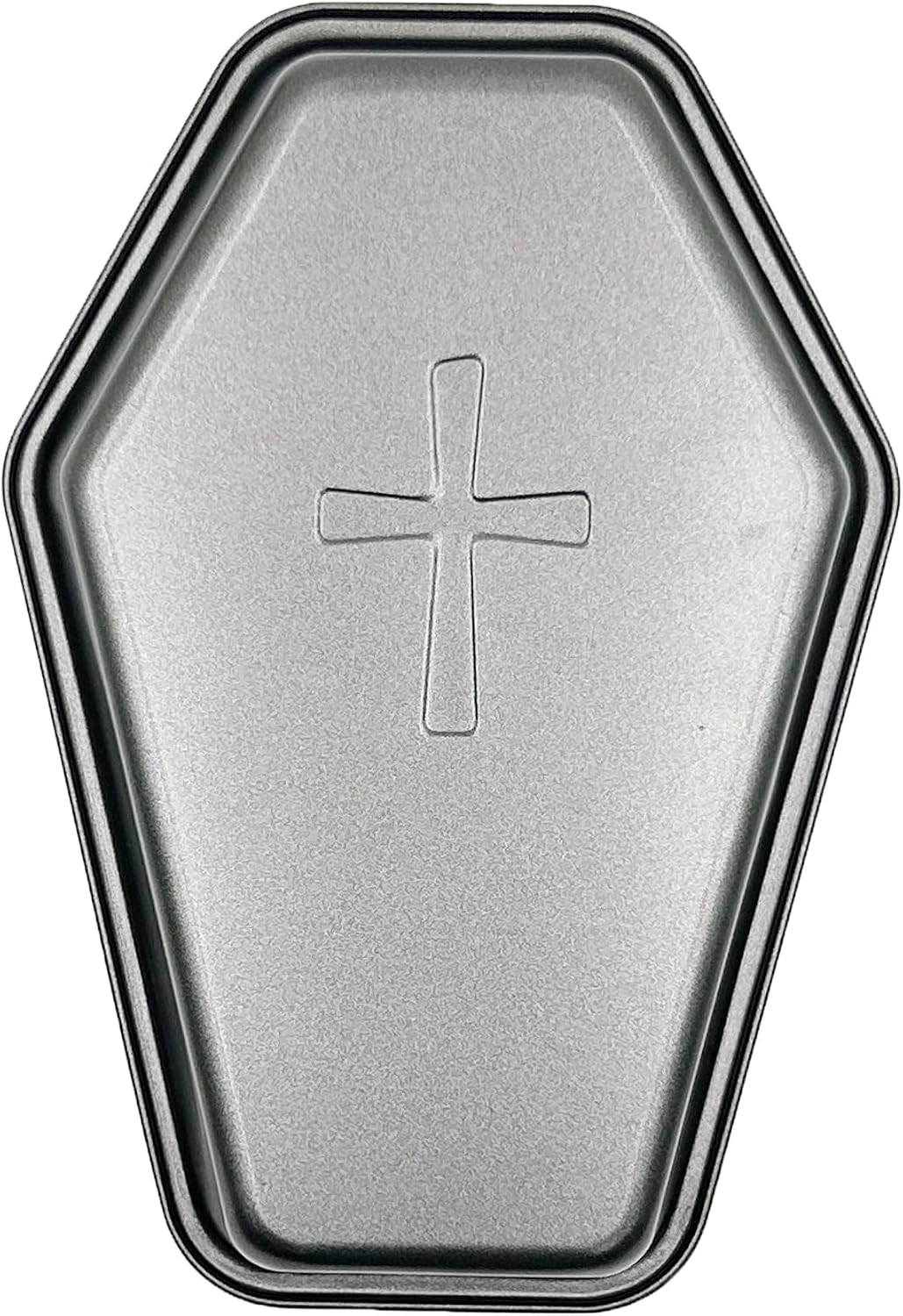 Coffin Cake Pan with Cross Pattern 9.5 Inch Non-Stick Halloween Baking Mold