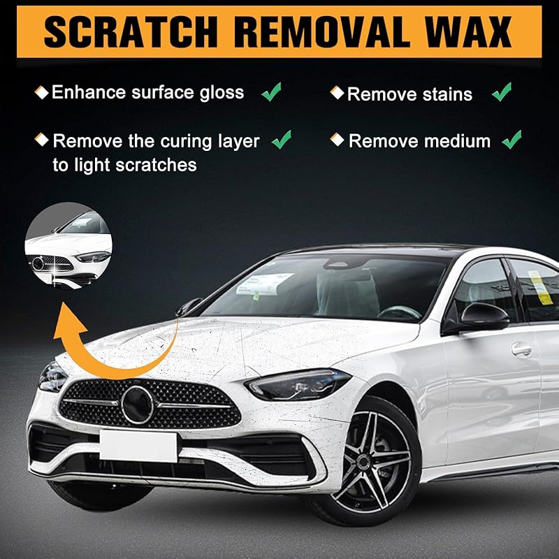 2Pcs Car Scratch Remover Wax, Universal Premium Polishing Compound for Deep Scratches, 2026 New Upgraded Car Paint Scratch Remover for Vehicles, 4 fl oz (120 ML), with Sponge and Cloth,White