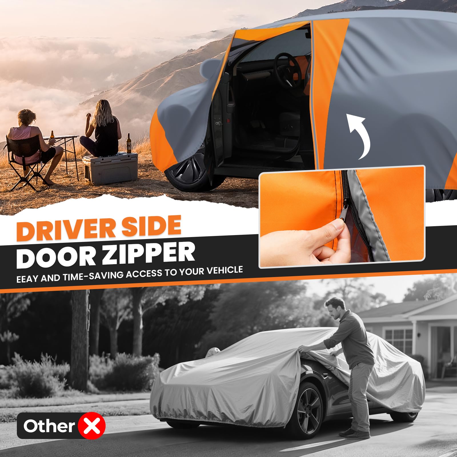 420d Sedan Car Cover Fits for Toyota Corolla Honda Civic Nissan Sentra Mazda 3 Accessories Waterproof All Weather — view 3