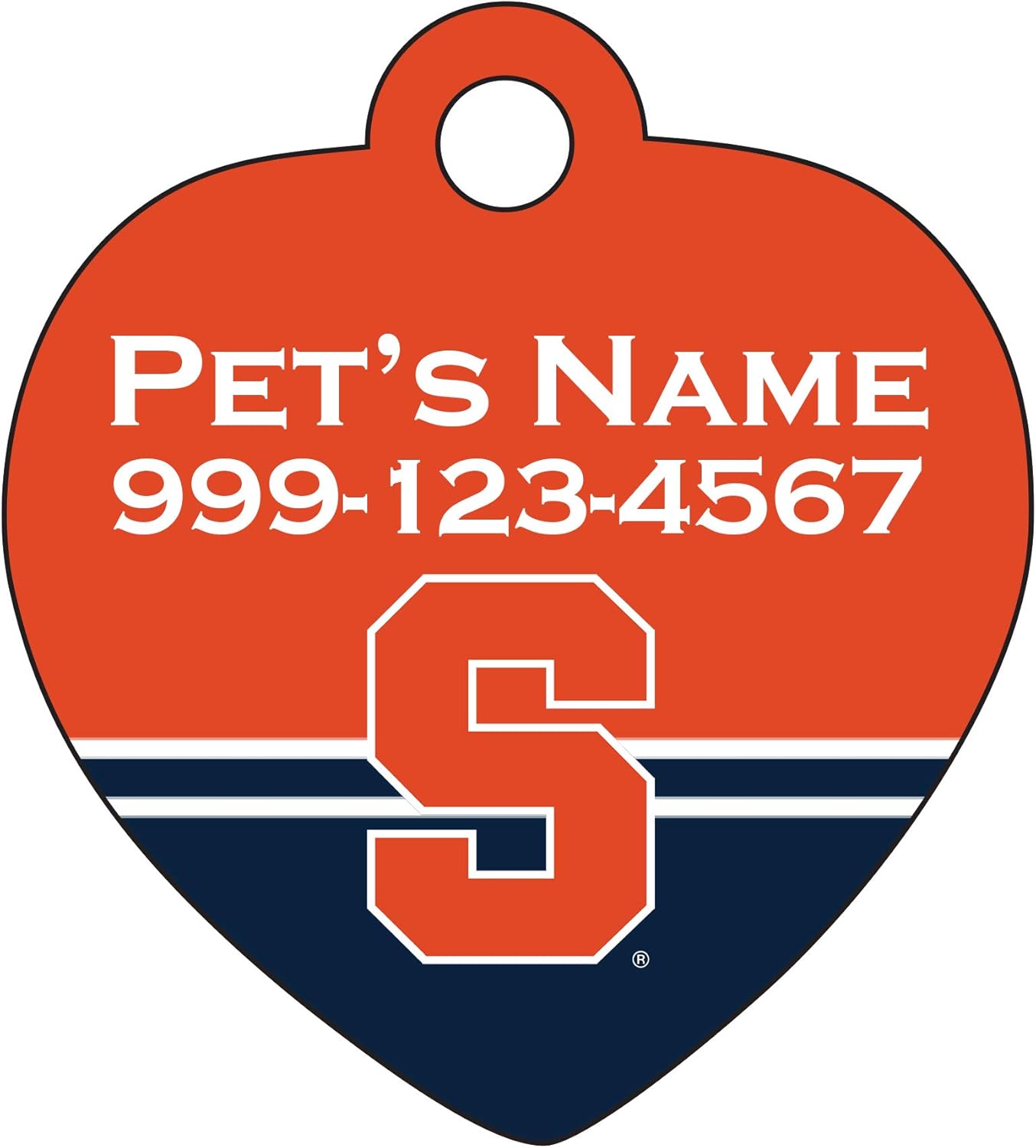 Syracuse Orange Pet Id Tag for Dogs & Cats Personalized w/Name & Number