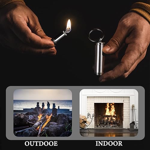 Miniatura 6 de Paquete de 2 encendedores de bala permanente con abrebotellas multiherramienta llavero y rompecristales, reutilizable, impermeable, fósforos en