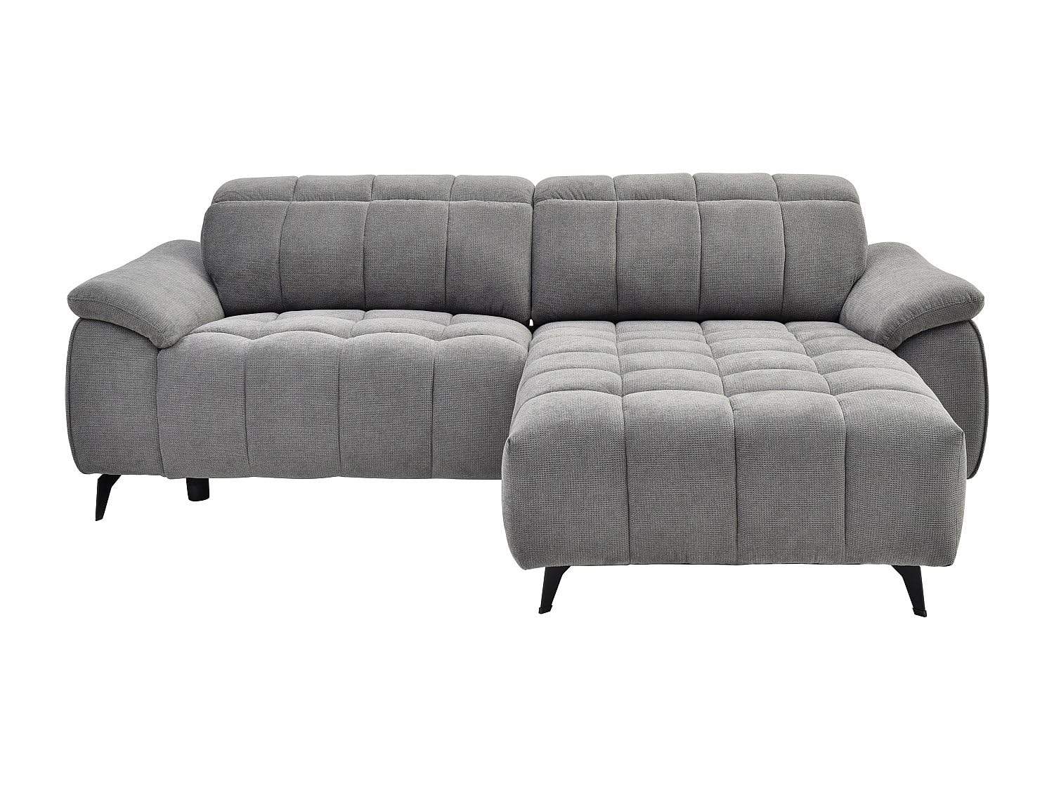 Vente-unique - Canapé d'angle Droit Relax électrique en Tissu texturé Gris CELTIMO