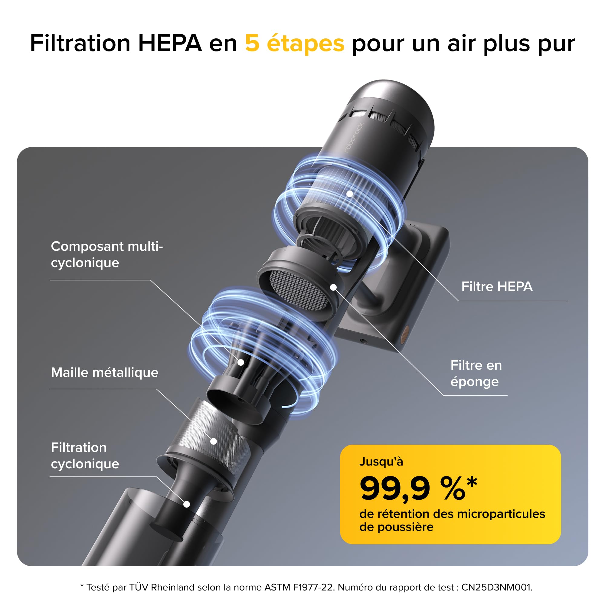 roborock H60 Ultra Aspirateur Balai sans Fil, 210AW, 90 Min d’Autonomie | Tube Pliable à 90°, Filtration 99,9%, Brosse Anti-Emmêlement pour Tapis, Sols Durs et Poils d’Animaux, Batterie Amovible