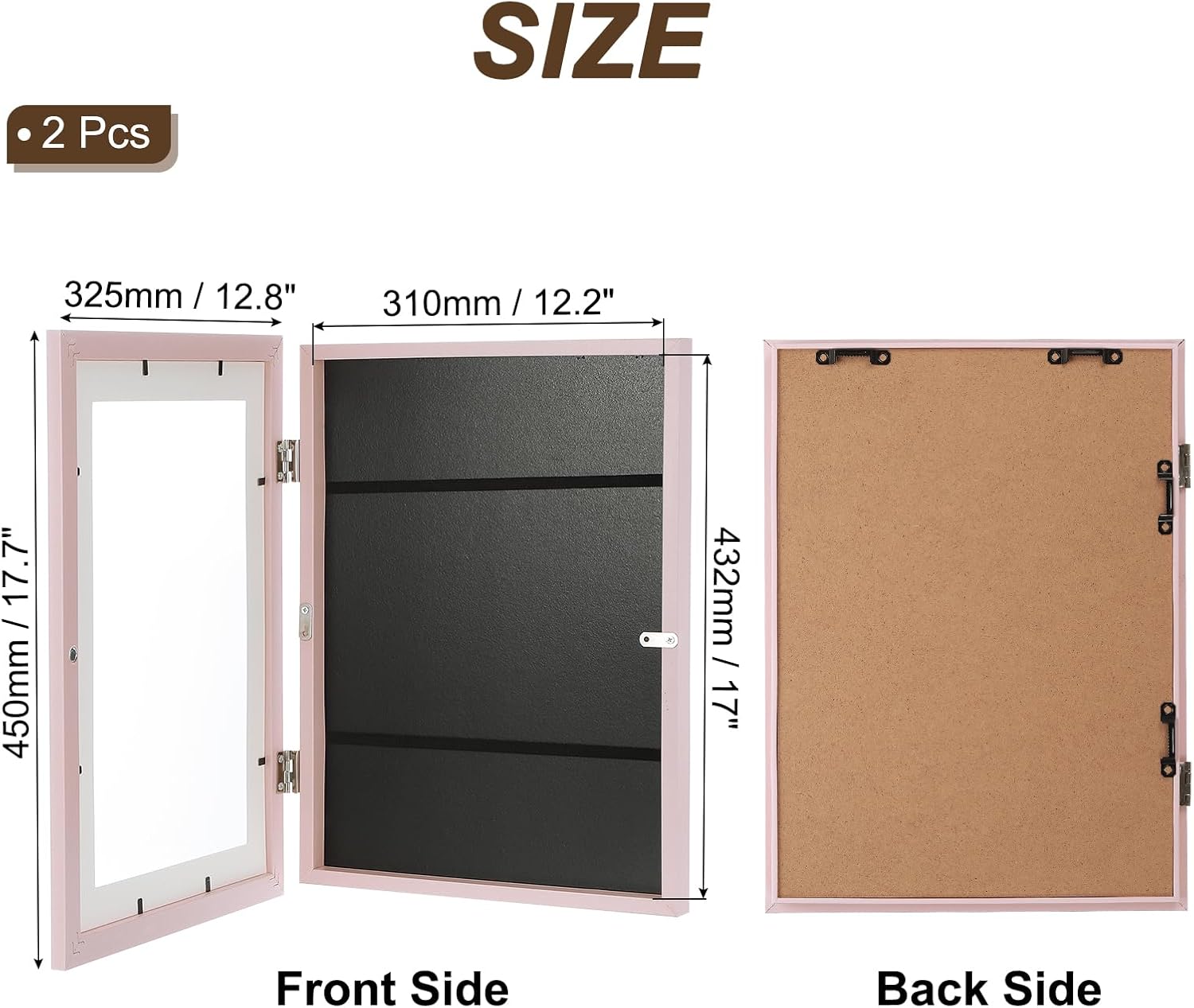 PATIKIL Art Frame 8.5x11 Front Opening Frames Artwork Frames Changeable for Artwork Classroom, 2 Pcs, Pink