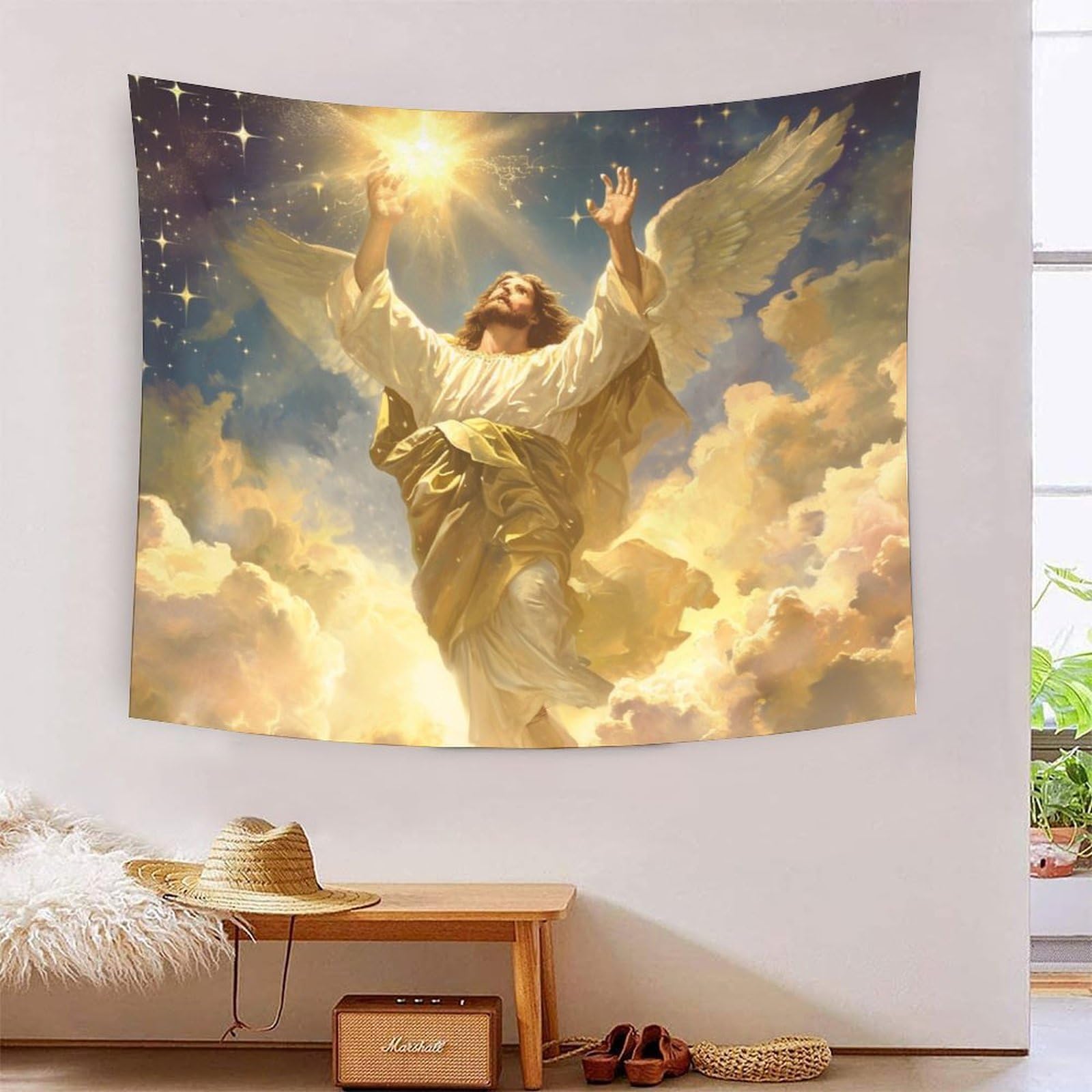 HLXZMCVBT 3D Mythical Jesus Print Wall Blanket Home Decoration Bedding Poster Wall Art Tapestry Tapestries Wall Hanging Soft Polyester for Bedroom Living Room Dorm Home Decorations 70cmx100cm