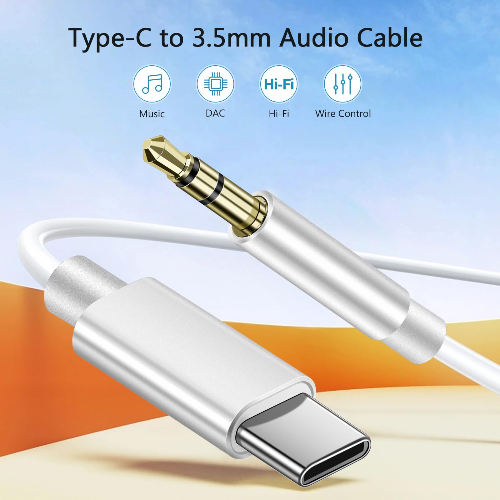 Cavo digitale da USB C a AUX da 3,5 mm per iPhone 15/16/17, 1 m, USB C a jack per cuffie, cavo audio AUX compatibile con Samsung Galaxy S23 S22 Note 20, altoparlanti, cuffie, bianco