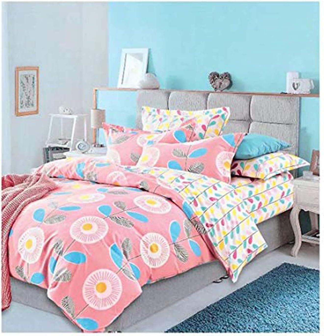 GONSGADAPP 144 TC Polycotton Queen size Double Bedsheet with Combination design 2 pillow covers (Bedsheet size - 230*250 cm approx and Pillow covers size 46*69 cm approx) (adesign-z6)