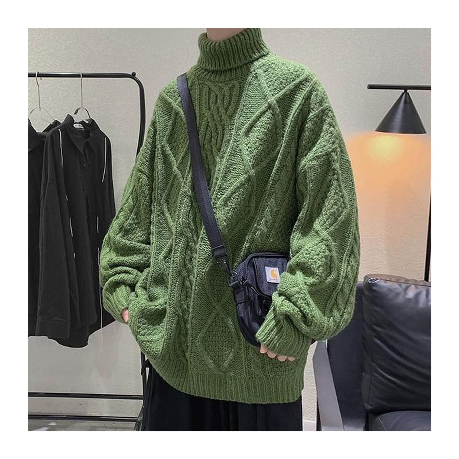 Świąteczny sweter miękki dzianinowy gruby kaszmirowy sweter męski okrągły dekolt zimowy luźny na co dzień sweter z czystego kaszmiru sweter męski w średnim wieku na co dzień dżentelmen na zewnątrz sweter