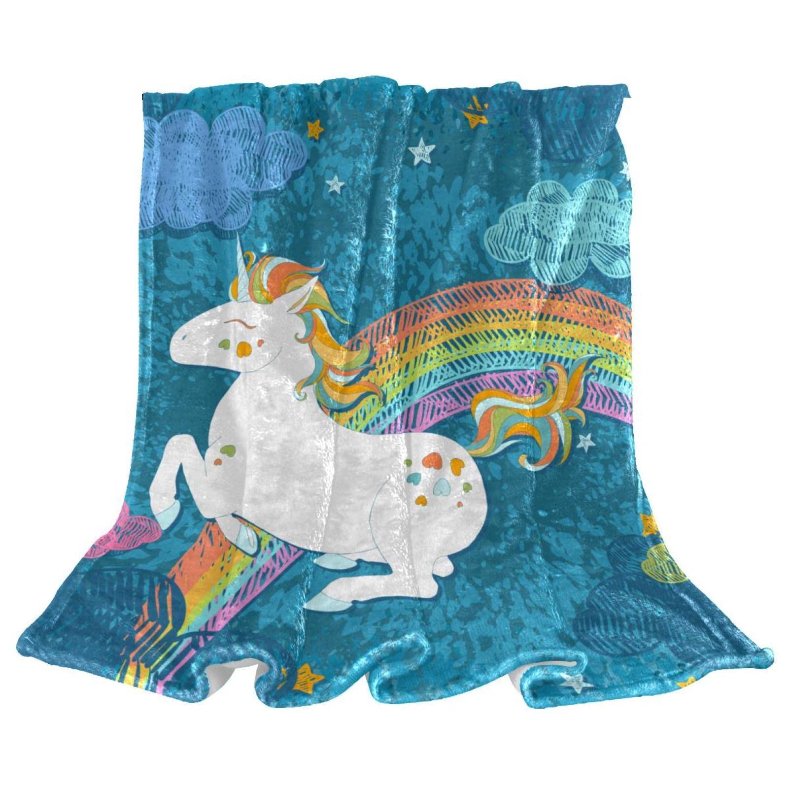 Couverture polaire de literie licorne pour décorer le sol du canapé