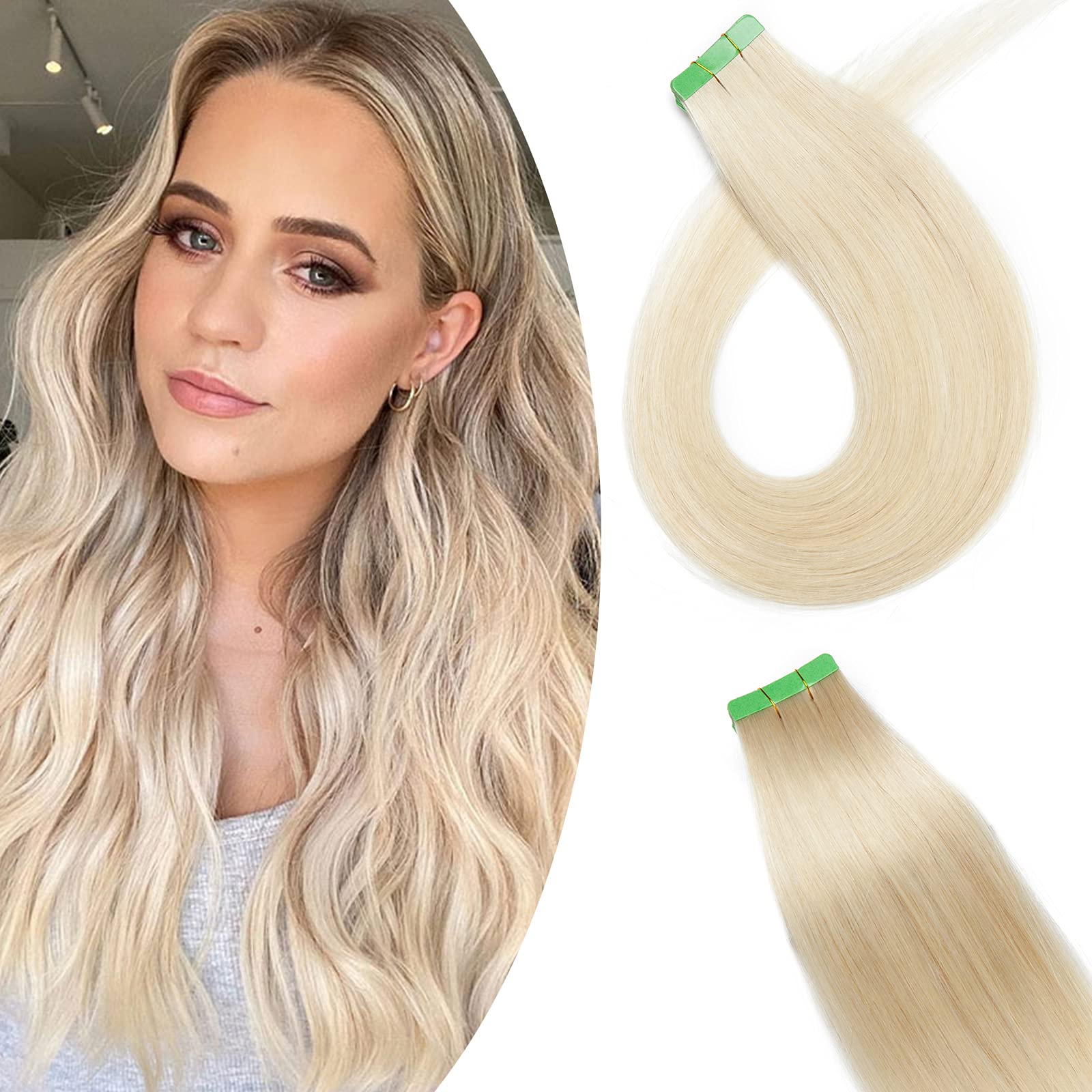 12"(30cm) SEGO 10PCS Extensiones Adhesivas Naturales Pelo Humano sin Clip [#4/27 Castaño Chocolate/Rubio Oscuro] Cabello 100% Remy Liso Balayage Tape in Human Hair (20g) — view 44