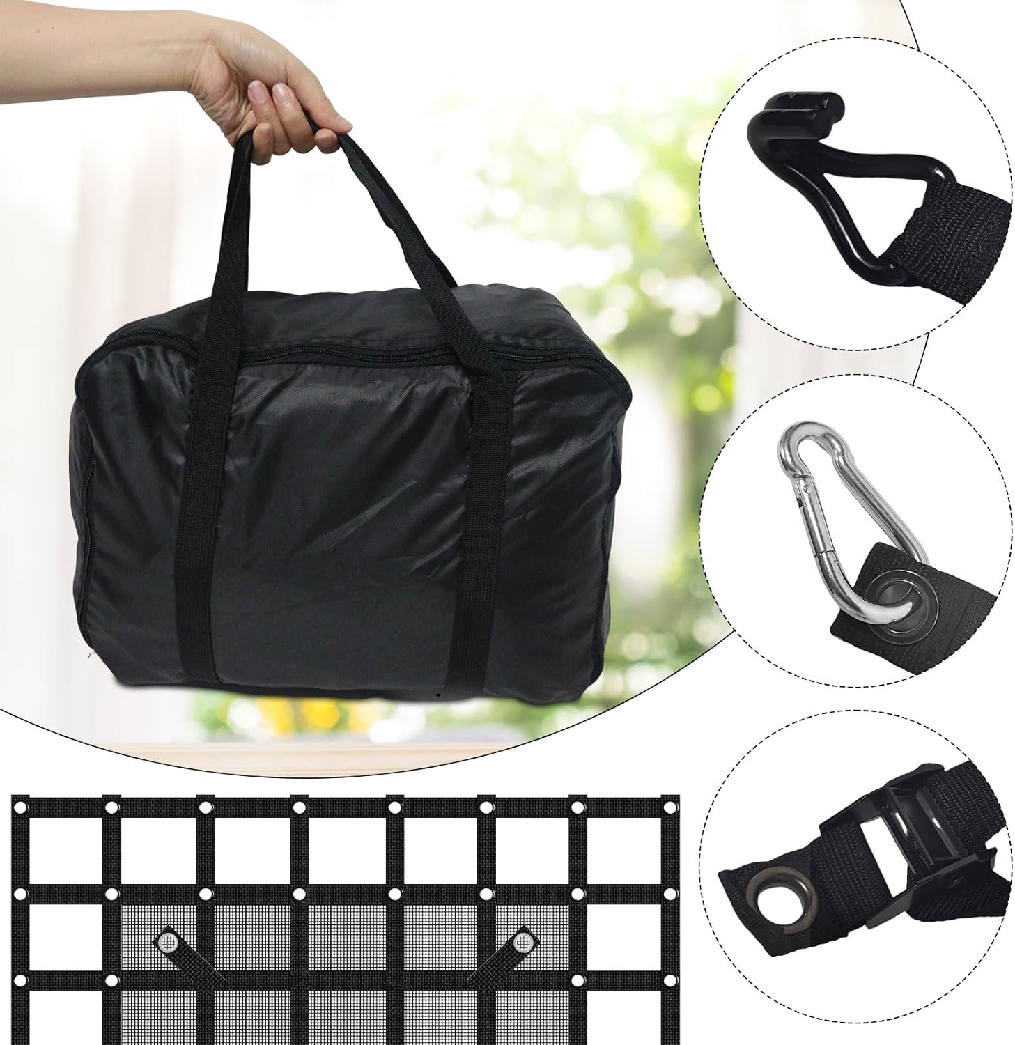 57” x 72“ Heavy Duty Cargo Net with Mesh, Truck Bed Net with J Hooks Accessories, 1500lbs Load Bearing Capacity, Truck Bed Cargo Net Organizer for Pickup Trucks (4.75' x 6') - Image 4