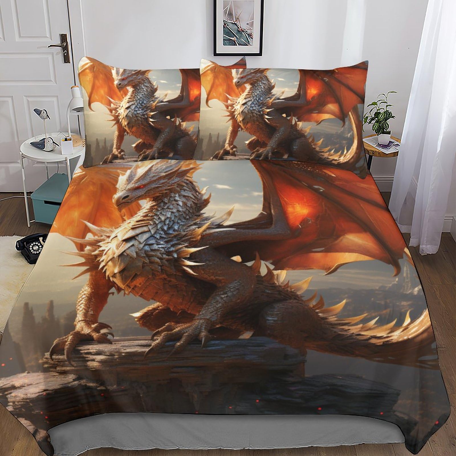 Ensemble de literie dragon 3 pièces parure de couettes imprimé 3D couvre-lits