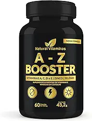 A-Z Multivitamínico Booster com Ferro, Vitaminas B, C, A Magnesio para Adultos - 1 Pote com 60 Cápsula de 720mg
