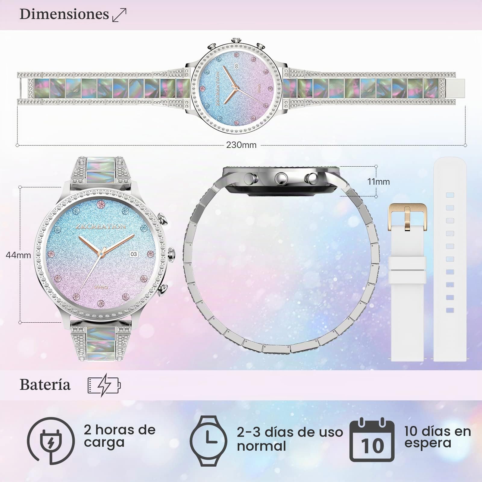 ZKCREATION Reloj Inteligente Mujer con Llamadas y WhatsaApp - Smartwatch Mujer con Presión Arterial Pulsómetro Pulsera Actividad con Monitor Sueño 20 Modo Deportivo Pulsera Reloj Regalos para Mujeres