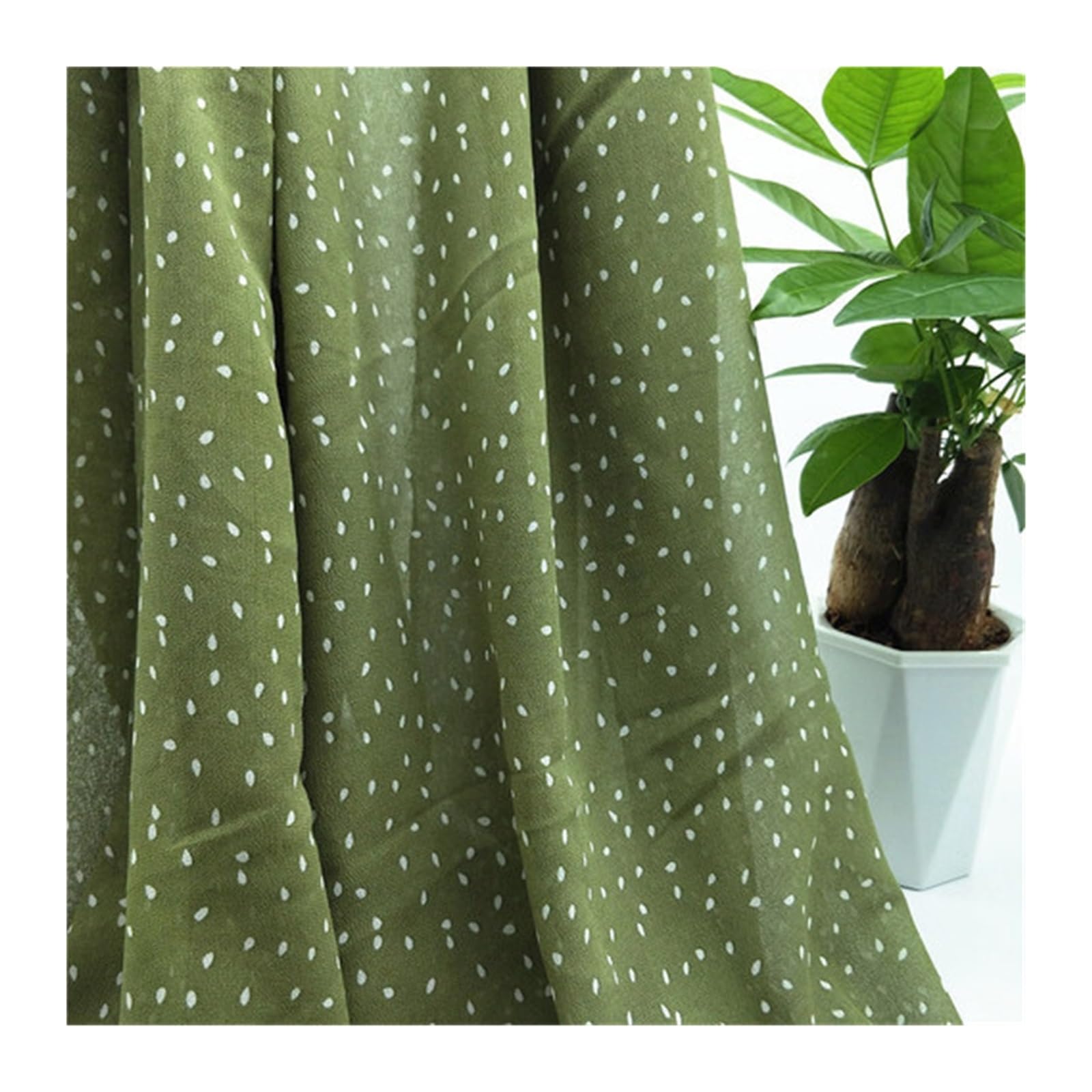 Polka Dots Fabric Polka Dots Pearl Chiffon Fabric By The Meter for Clothing Dresses Shirts Sewing Printed Drape Thin Soft Cloth(Green White dot)